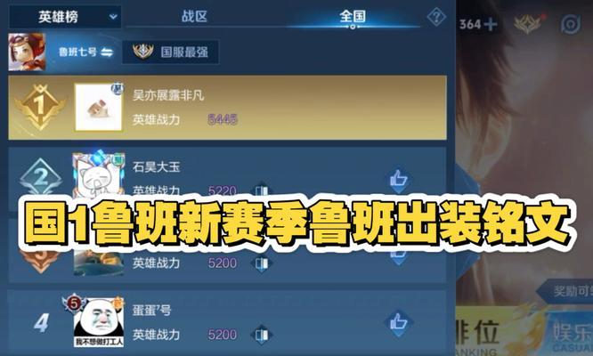 荣耀鲁班铭文出装攻略贴吧——提升你的游戏实力！（打造最强荣耀鲁班，从铭文出装开始）-第3张图片-游戏玩法大全_